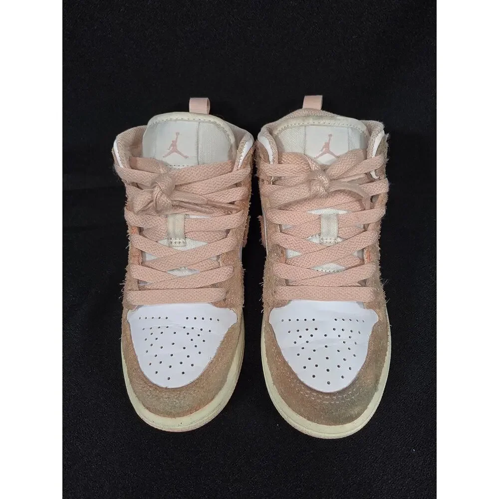 Nike Air Jordan 1 Mid SE PS Legend Pink Suede Kids Sneakers Size 12C